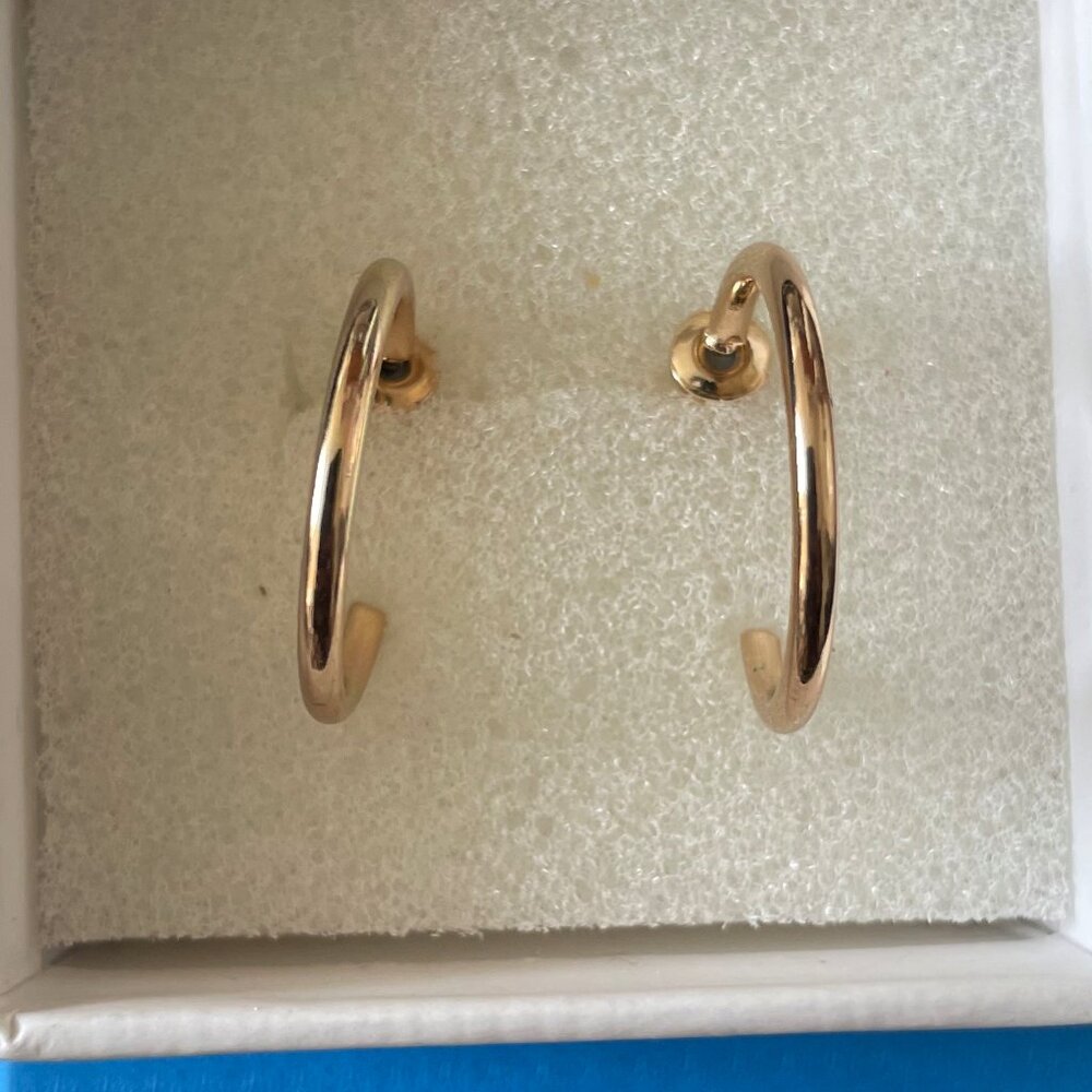 10K Gold Over 925 Small Hoop Style Earrings - Brand New